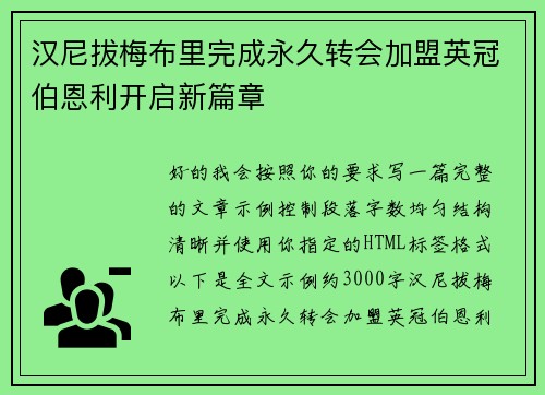 汉尼拔梅布里完成永久转会加盟英冠伯恩利开启新篇章